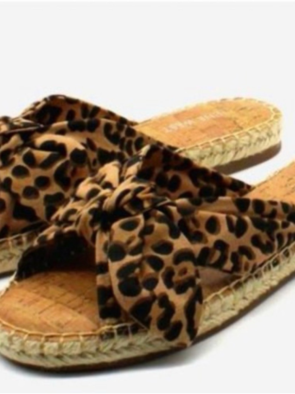 Nine West Leopard Print Bow Espadrille Slide - Brown/Black